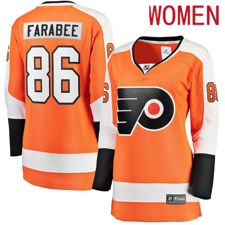 Women Philadelphia Flyers #86 Joel Farabee Fanatics Branded Orange Home Breakaway Player NHL Jersey